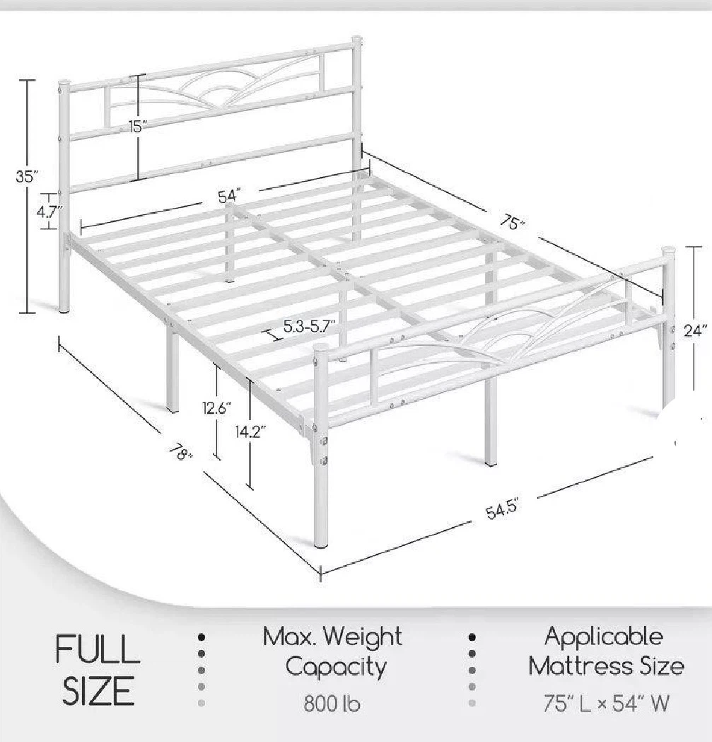 NEW-Full Size Bed Frame with Headboard