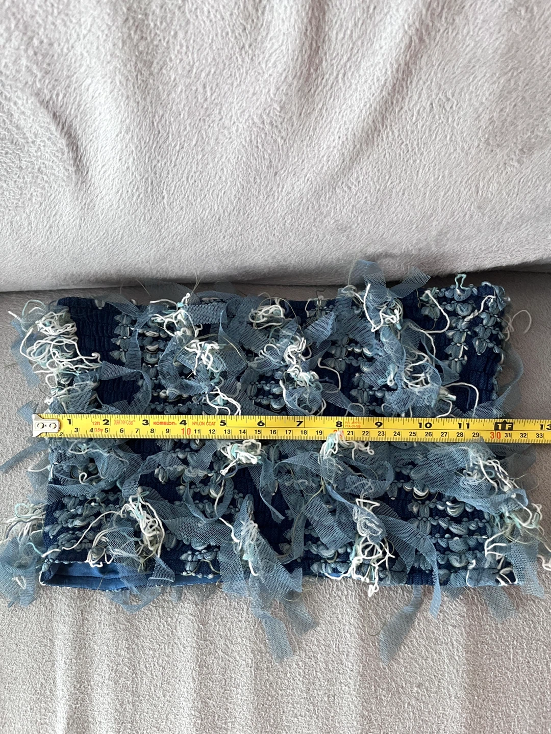 Blue strapless frayed tube top - photo 3