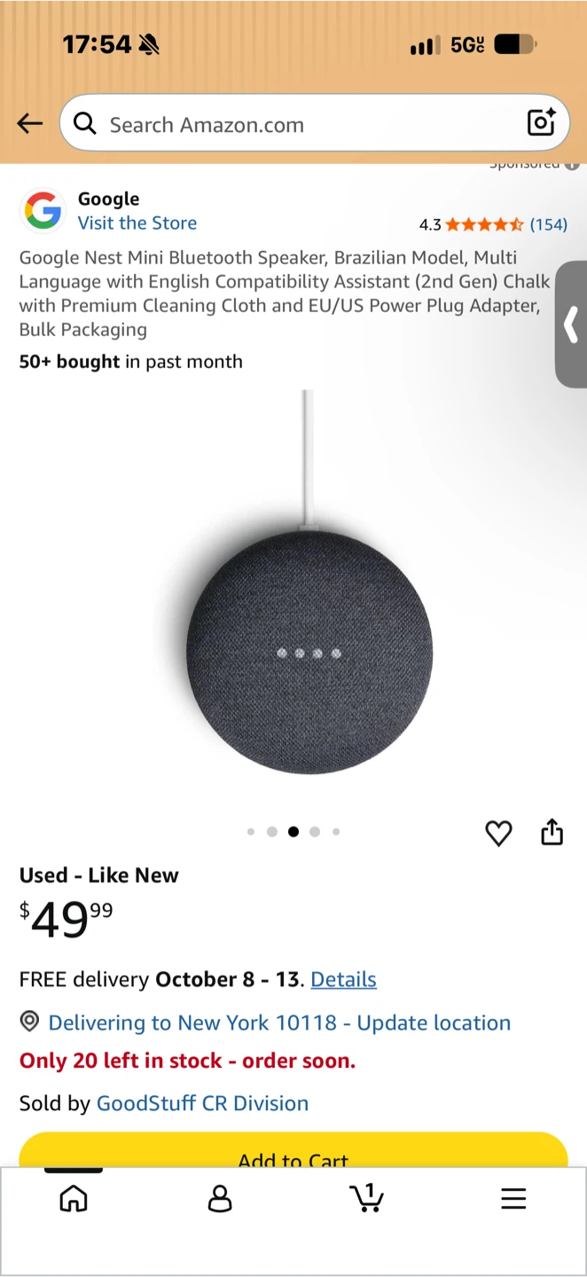 Google Nest Mini 2nd Gen Smart Speaker - photo 2