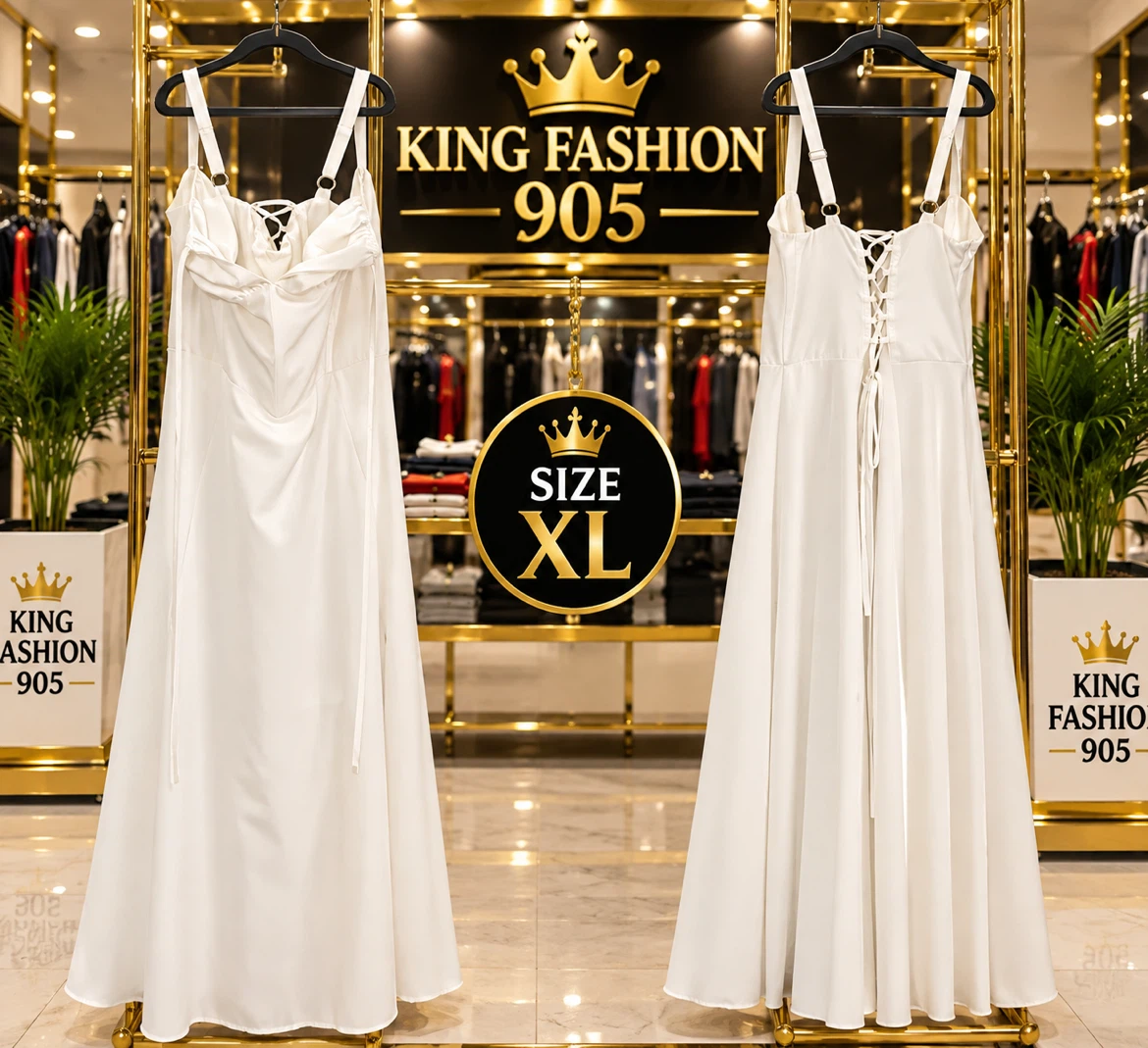 King Fashion 905 White Lace-Up Maxi Dress - photo 2
