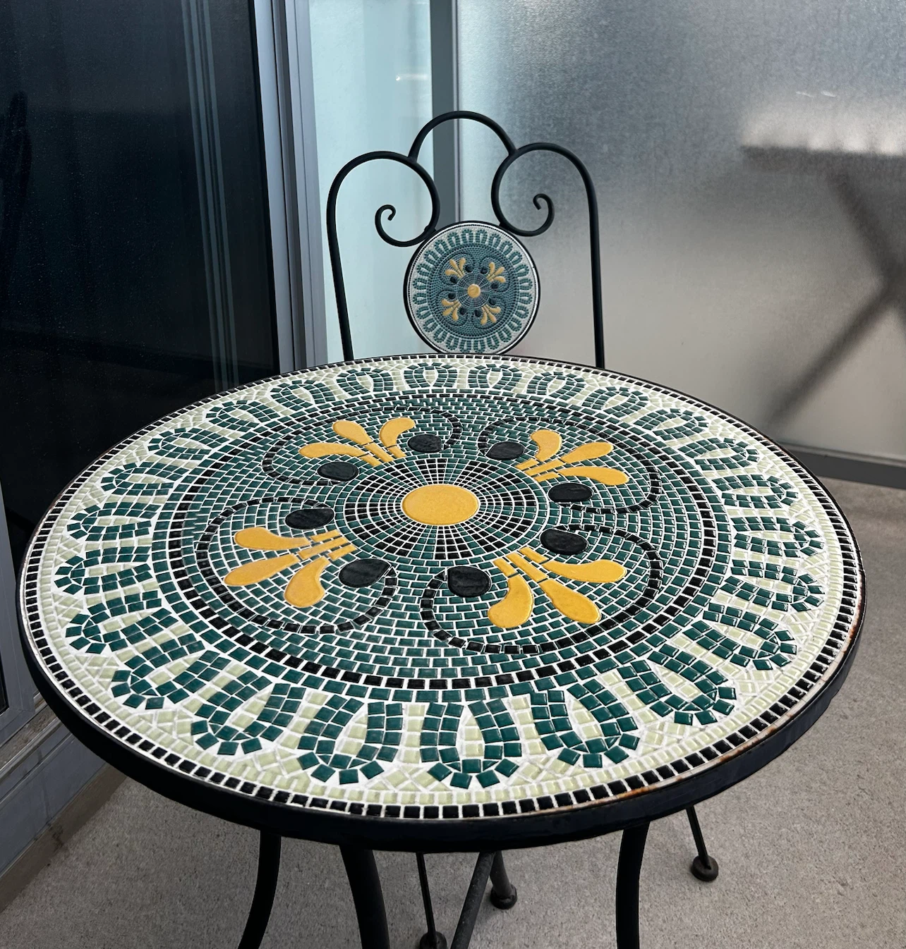 3 Piece Mosaic Patio/Balcony Bistro Set – Table + 2 Chairs