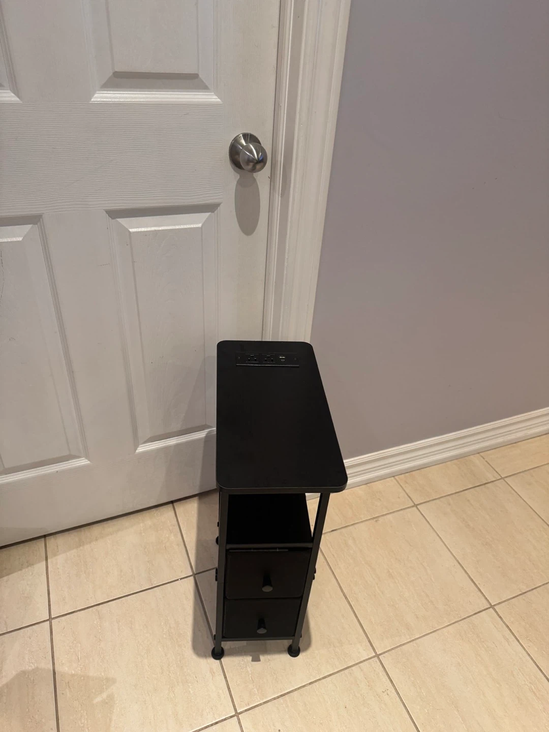 Black Slim Side Table with Charging Station - photo 2