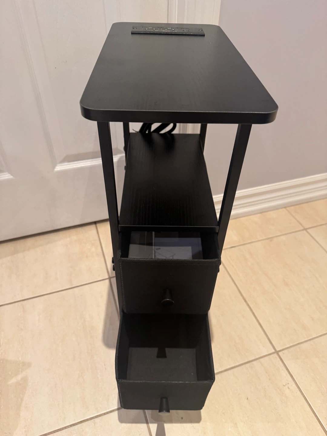Black Slim Side Table with Charging Station - photo 3