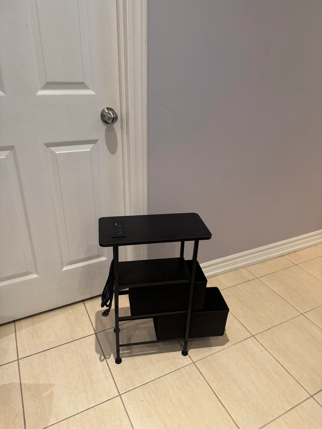 Black Slim Side Table with Charging Station - photo 4