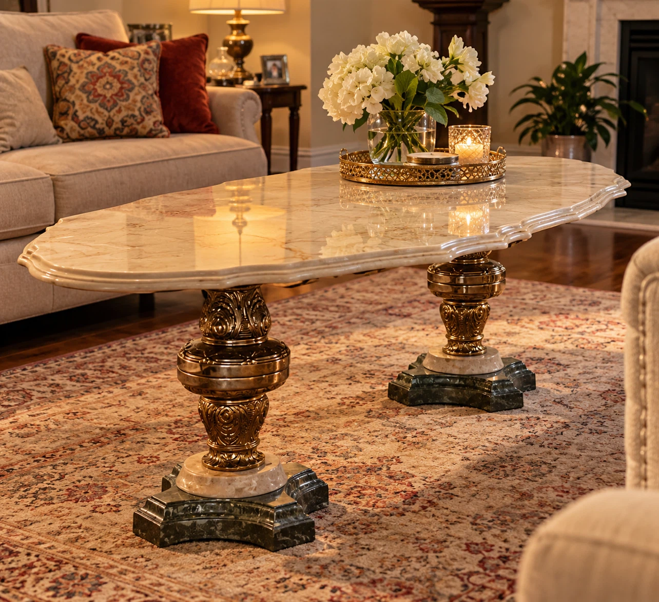 Elegant Marble Top Coffee Table