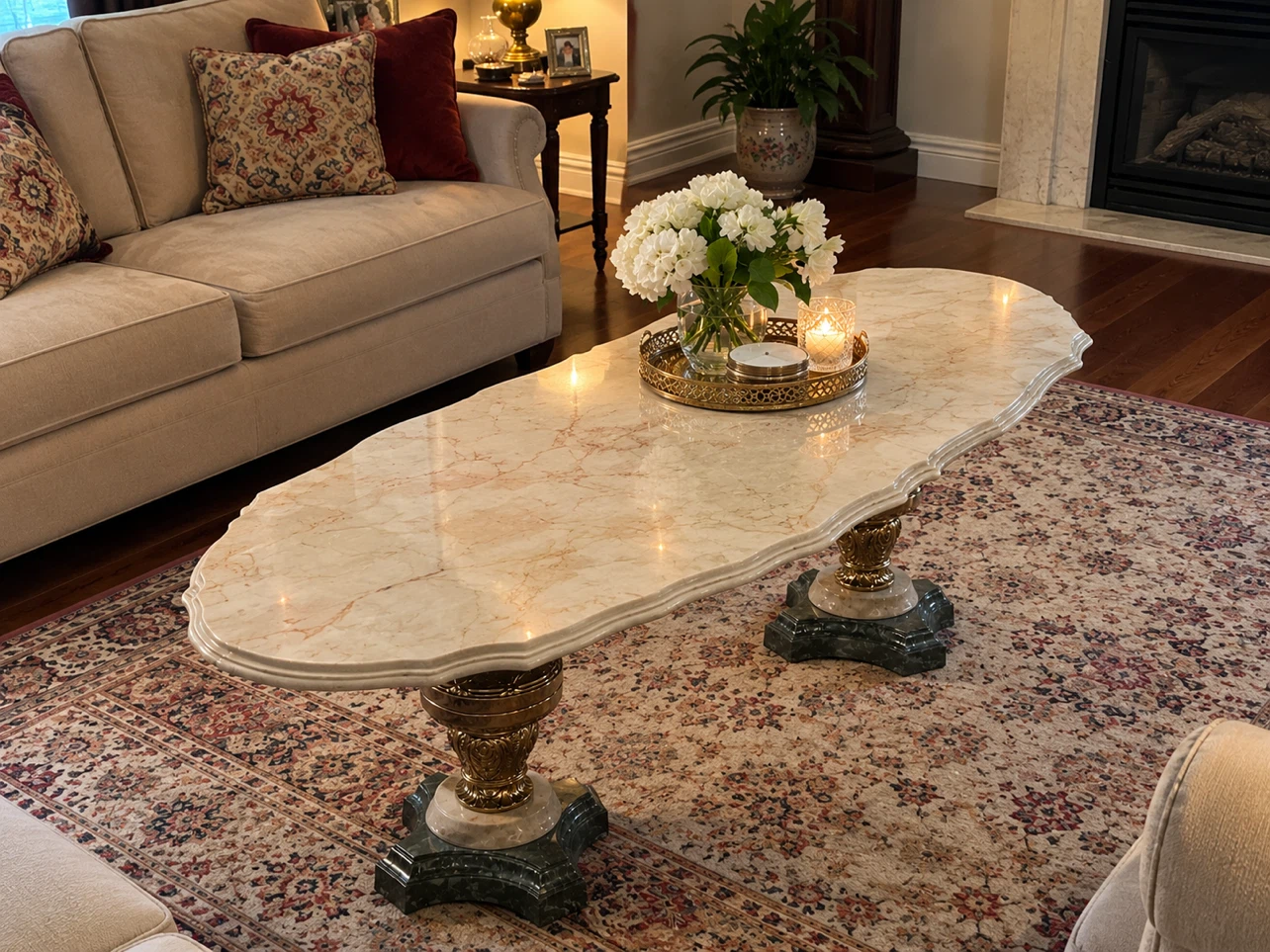 Elegant Marble Top Coffee Table - photo 2