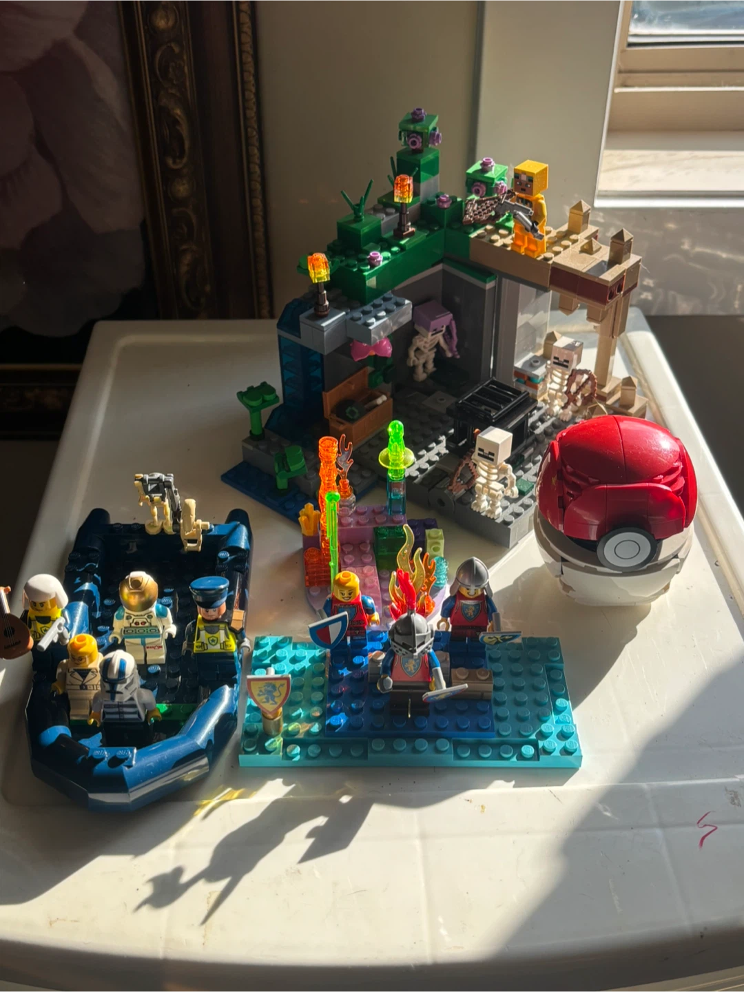 Assorted LEGO Pieces and Minifigures in Storage Unit - photo 2