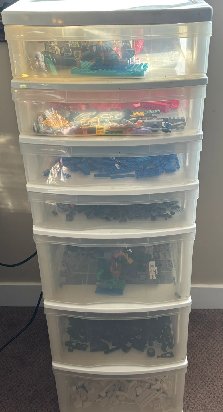 Assorted LEGO Pieces and Minifigures in Storage Unit - photo 3