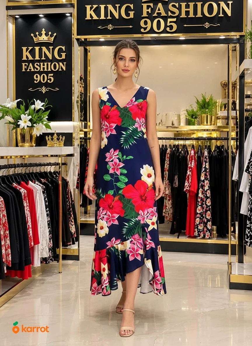 King Fashion 905 Floral Maxi Dress