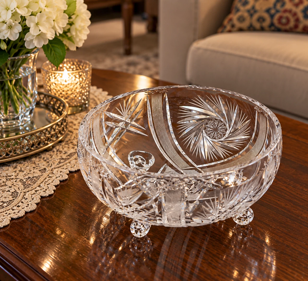 Vintage Crystal Footed Bowl