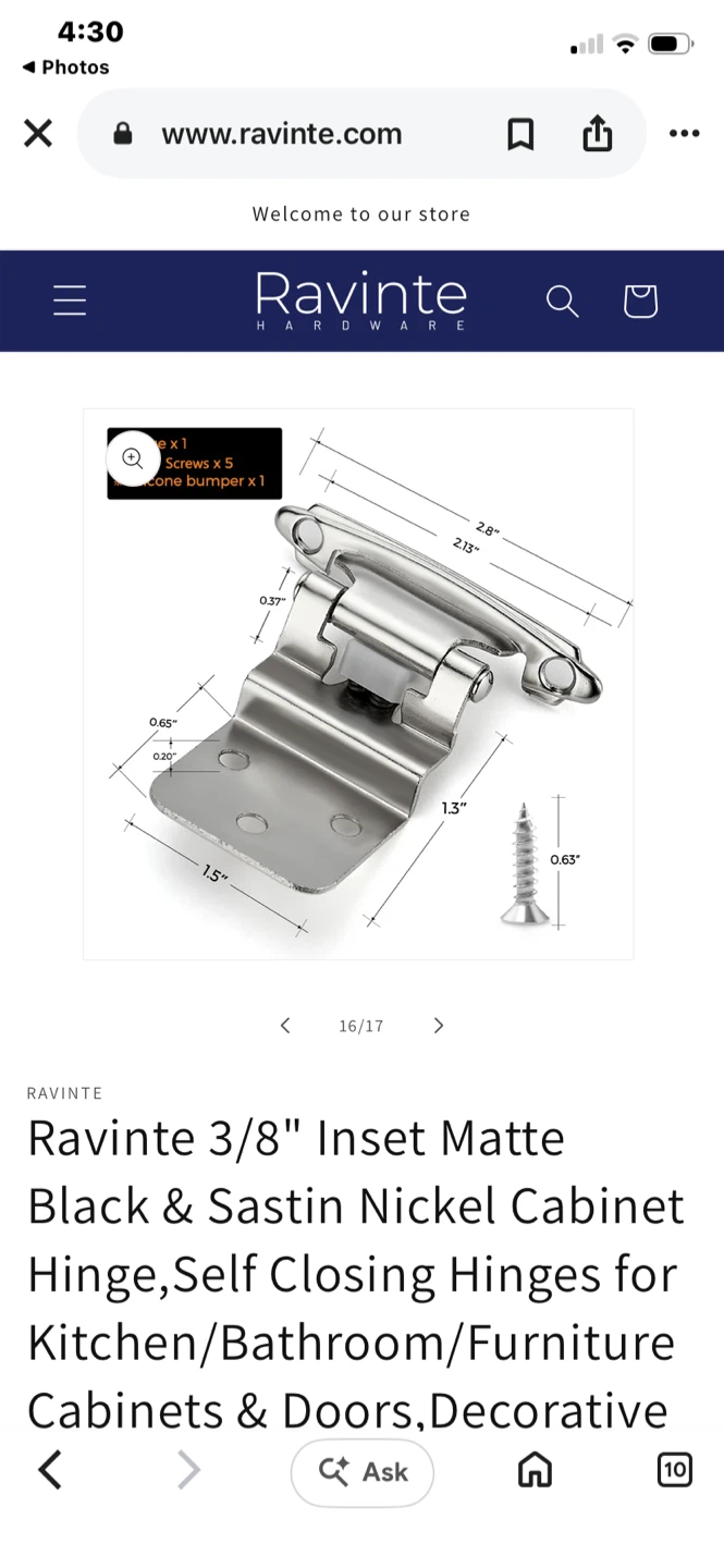 Ravinte 3/8 Inch Inset Self-Closing Cabinet Hinges - photo 4