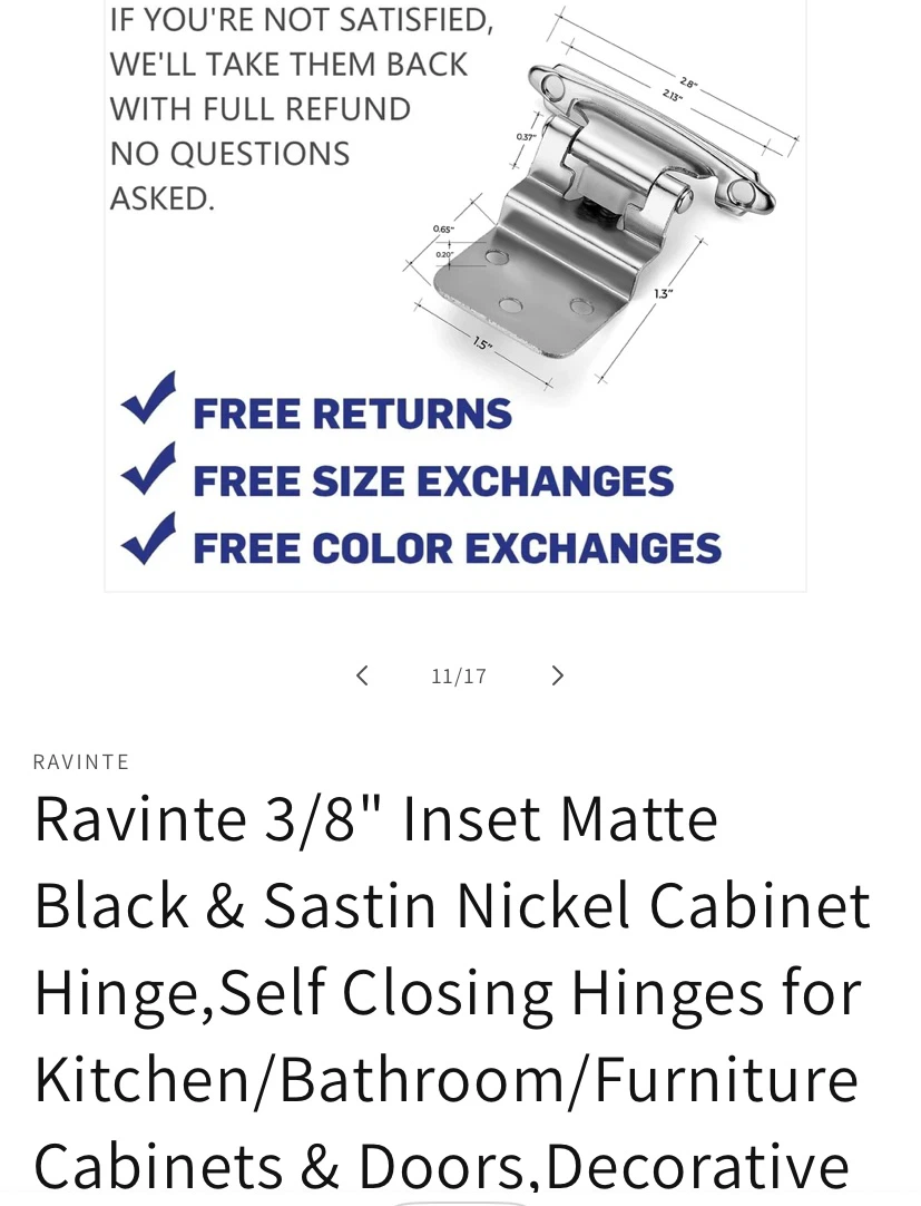 Ravinte 3/8 Inch Inset Self-Closing Cabinet Hinges - photo 5