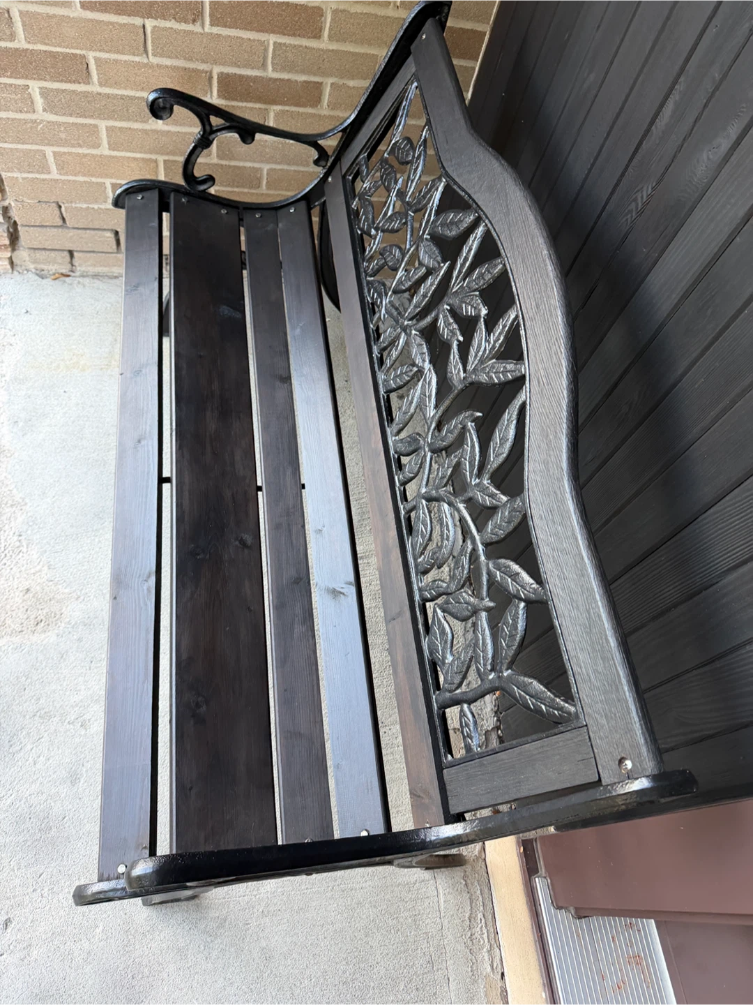 Black Outdoor Garden Bench - photo 2