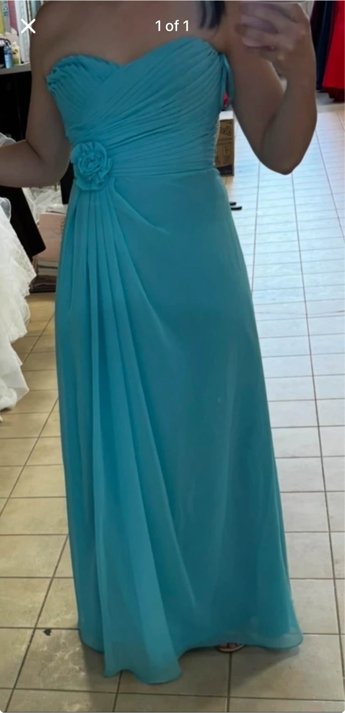 Turquoise Chiffon Strapless Gown