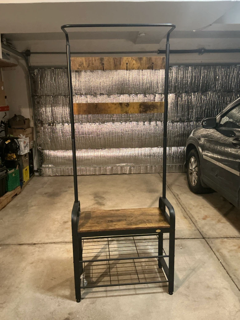 Industrial Style Hall Tree Coat Rack and Shoe Bench