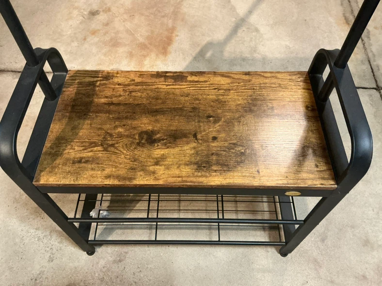 Industrial Style Hall Tree Coat Rack and Shoe Bench - photo 3