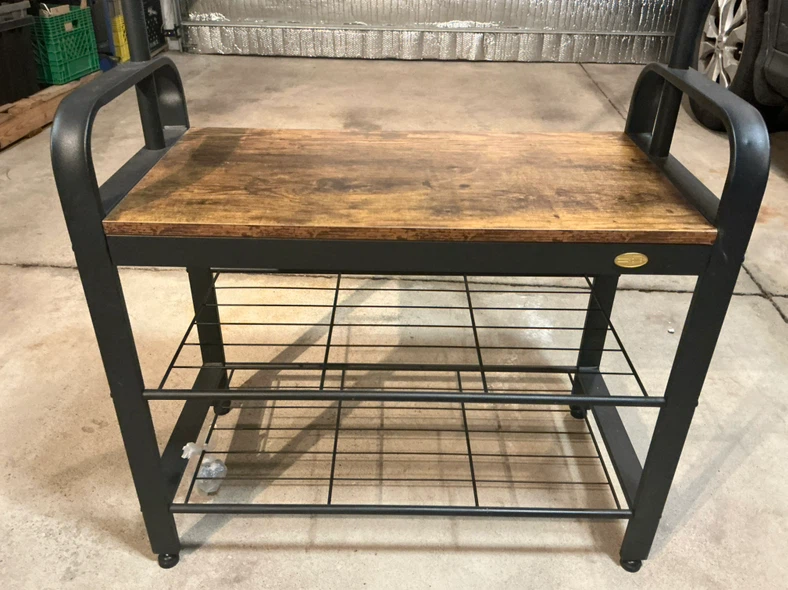Industrial Style Hall Tree Coat Rack and Shoe Bench - photo 4