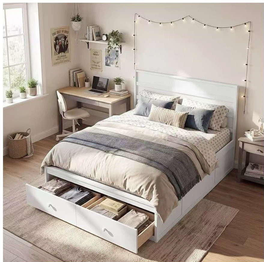 White Full Size Platform Bed
