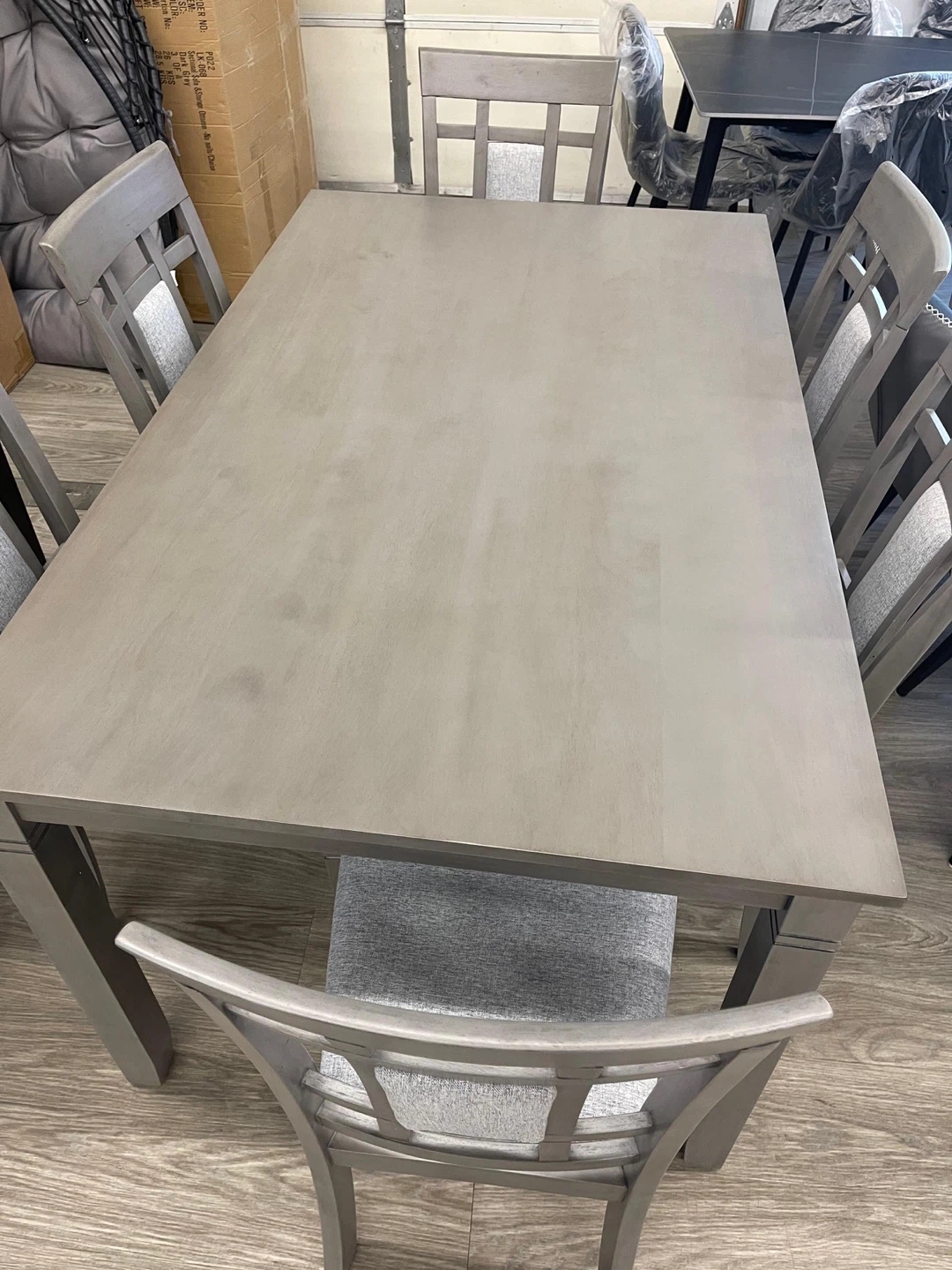Dining Set for 6 – Modern Grey Wood Finish