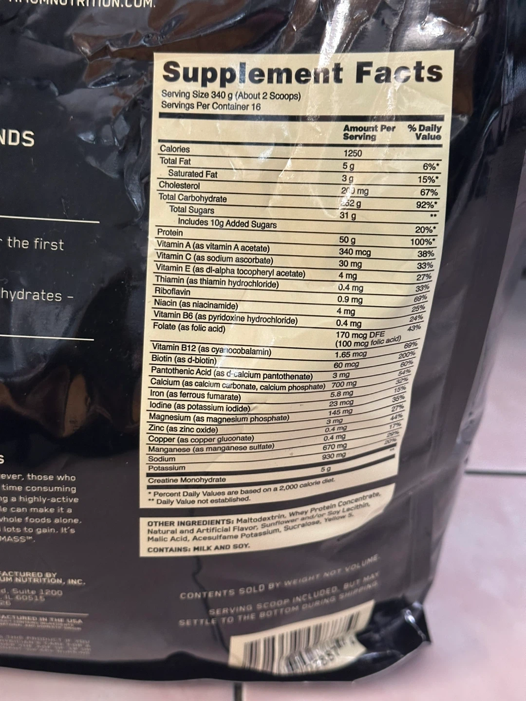 Optimum Nutrition Serious Mass Banana 12lb - photo 3