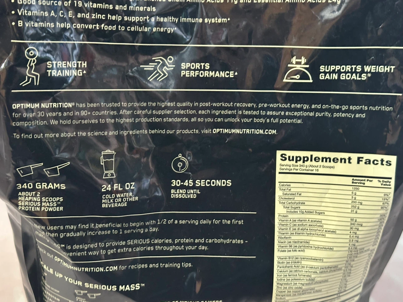Optimum Nutrition Serious Mass Banana 12lb - photo 5
