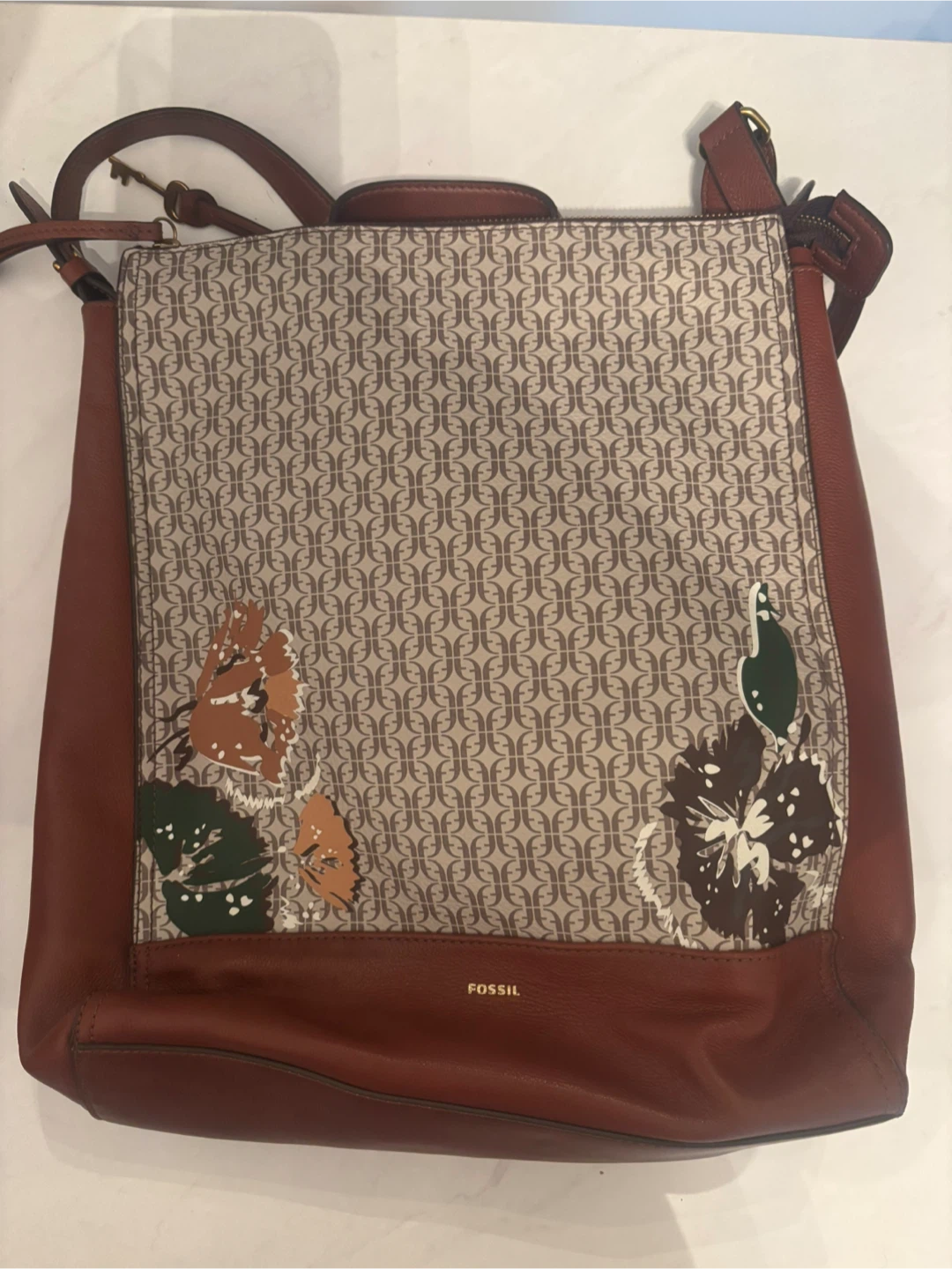 Fossil Floral Print Convertible Tote Bag