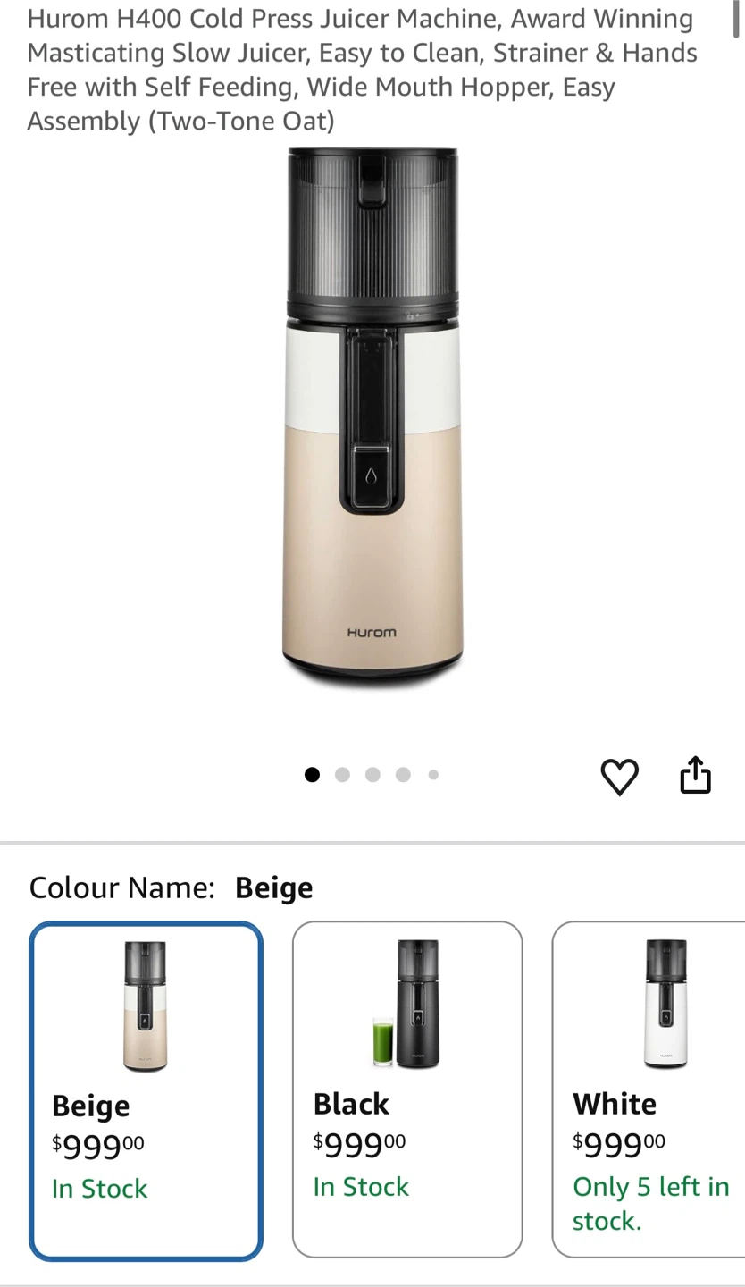 Hurom H400 All In One Juicer - Warm White