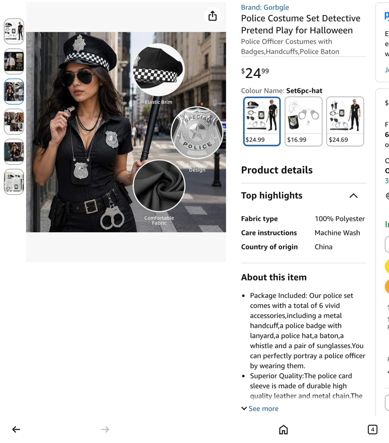 New unisex Police Costume Accessory Set - photo 4