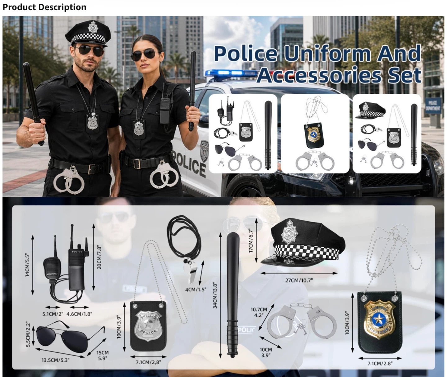 New unisex Police Costume Accessory Set - photo 2