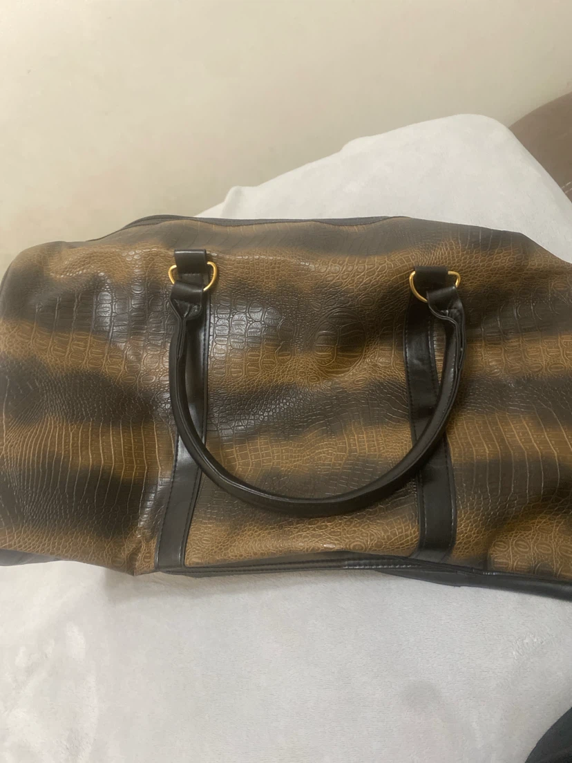 Crocodile-Patterned Weekender Bag
