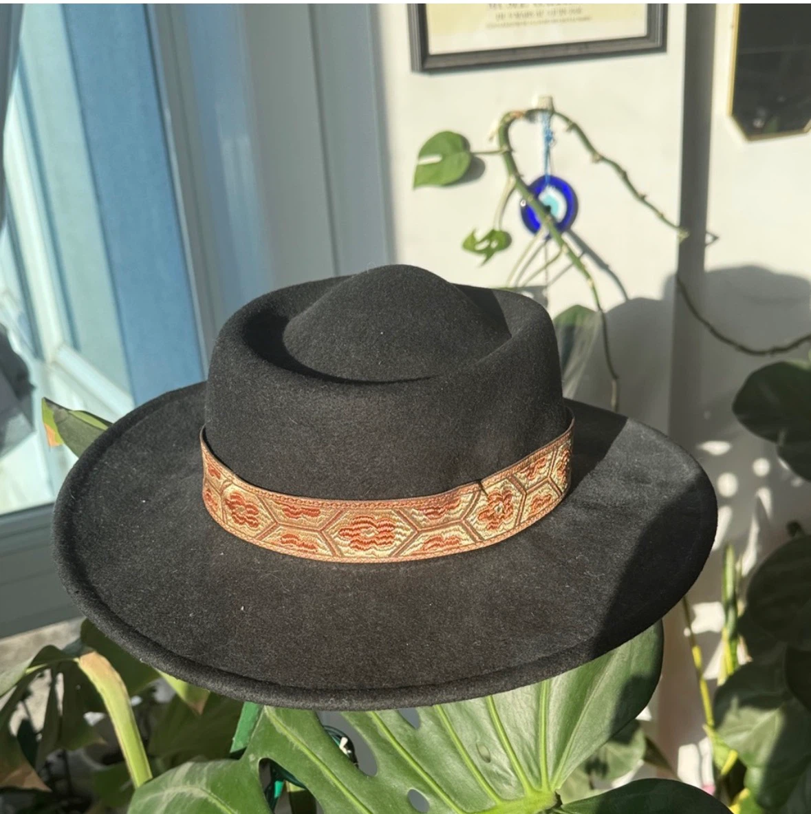 Black Wool Fedora Hat