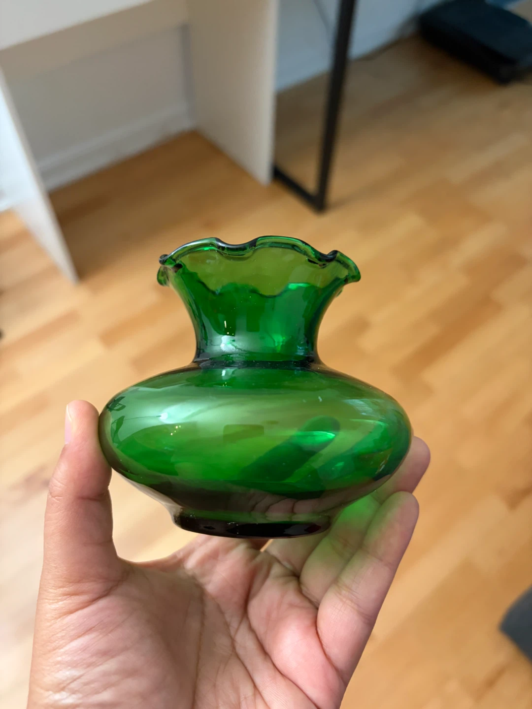 Small Emerald Green Glass Vase