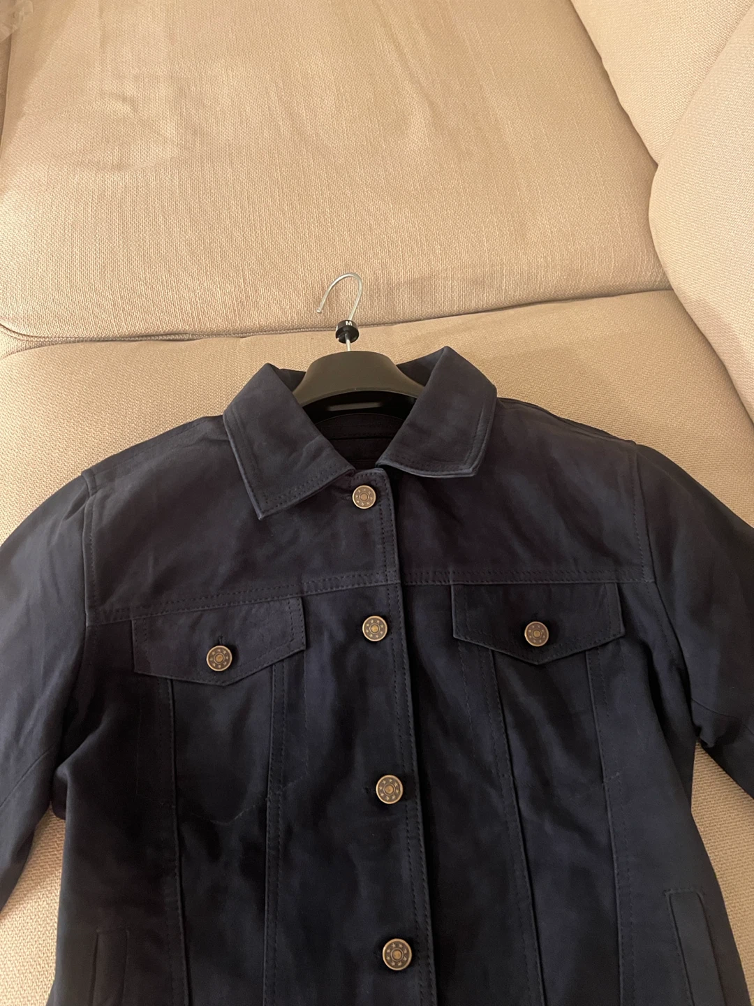 Navy Blue Genuine Leather Jacket - photo 2