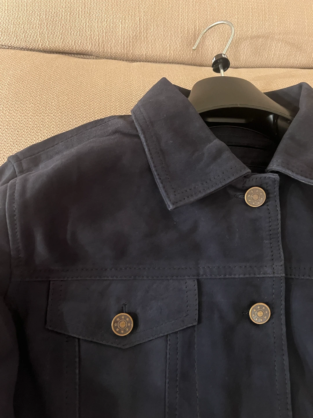 Navy Blue Genuine Leather Jacket - photo 4