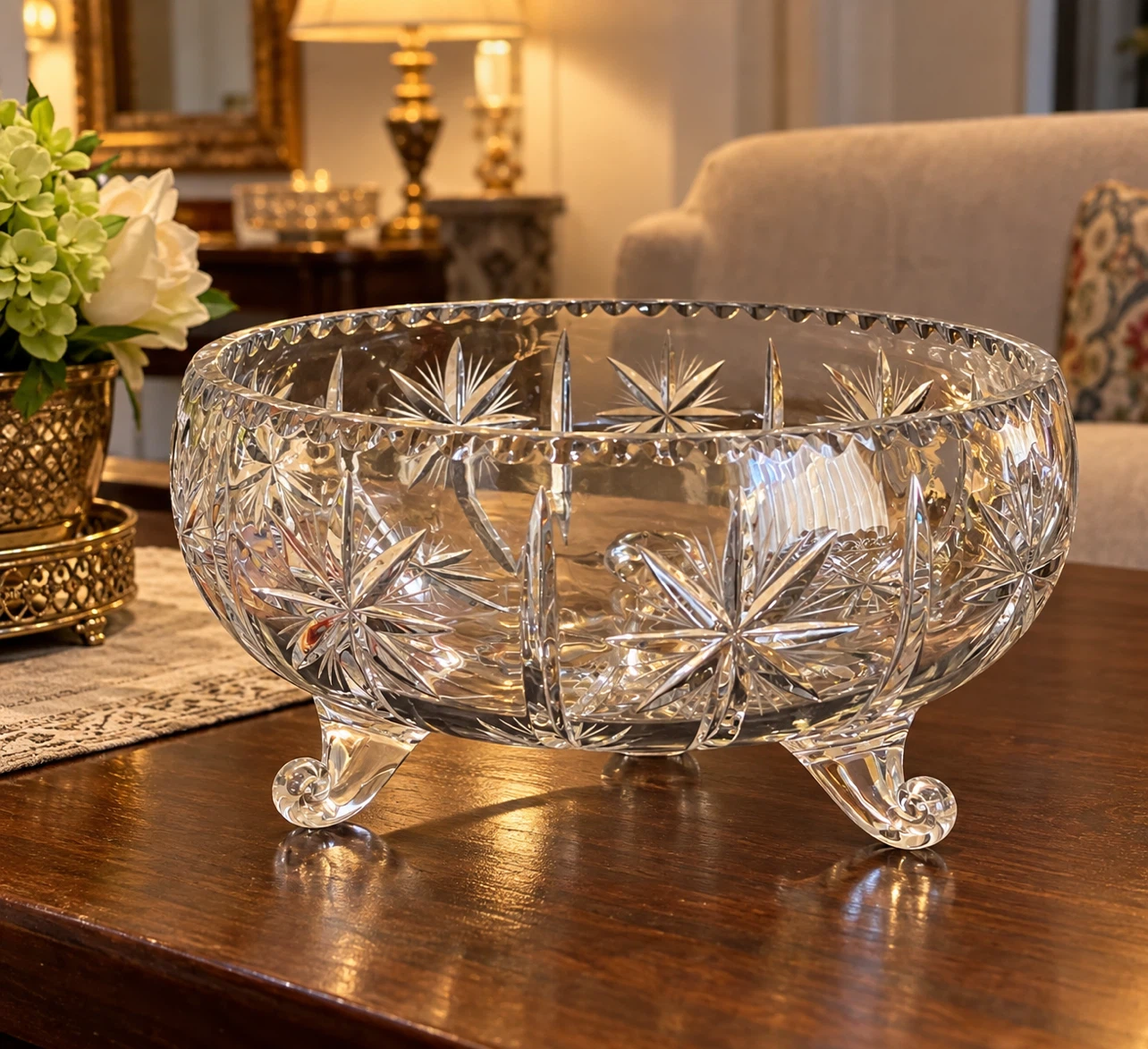 Crystal Footed Serving Bowl