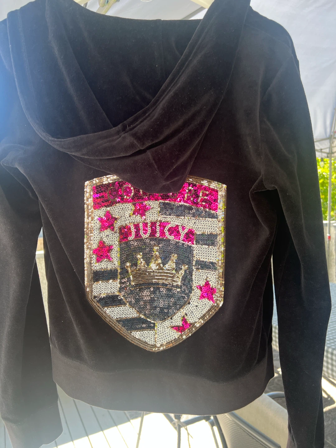 Juicy Couture Black Velour Hoodie Size L