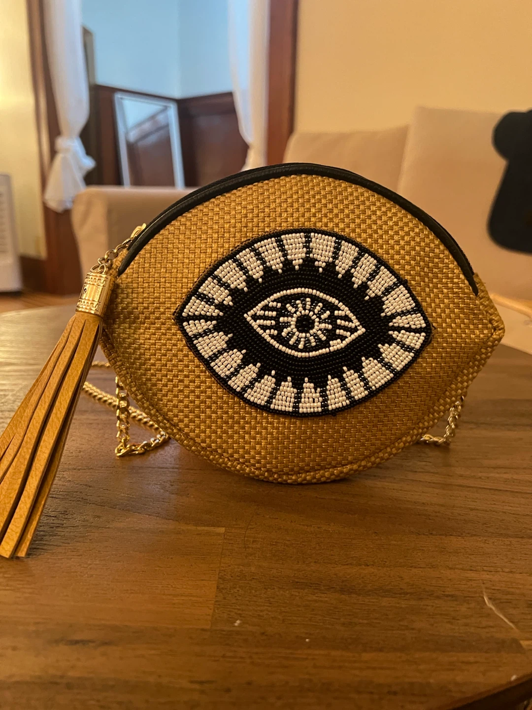 Evil Eye Woven Crossbody Bag