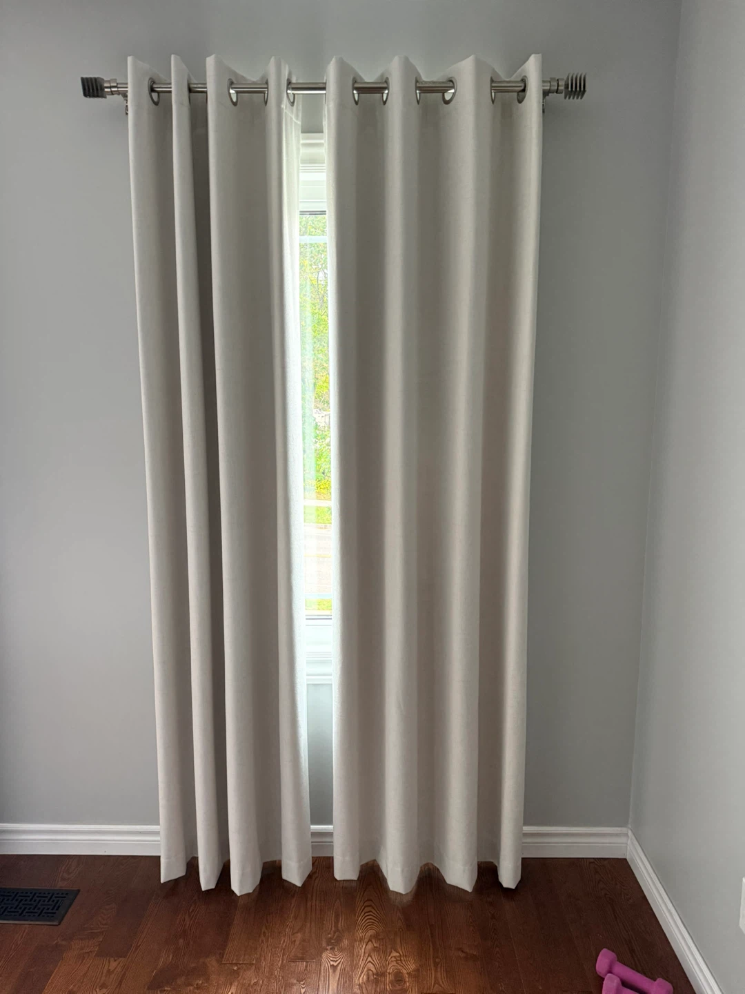 Light Grey black out Curtains 52x84 /4 panels with rods