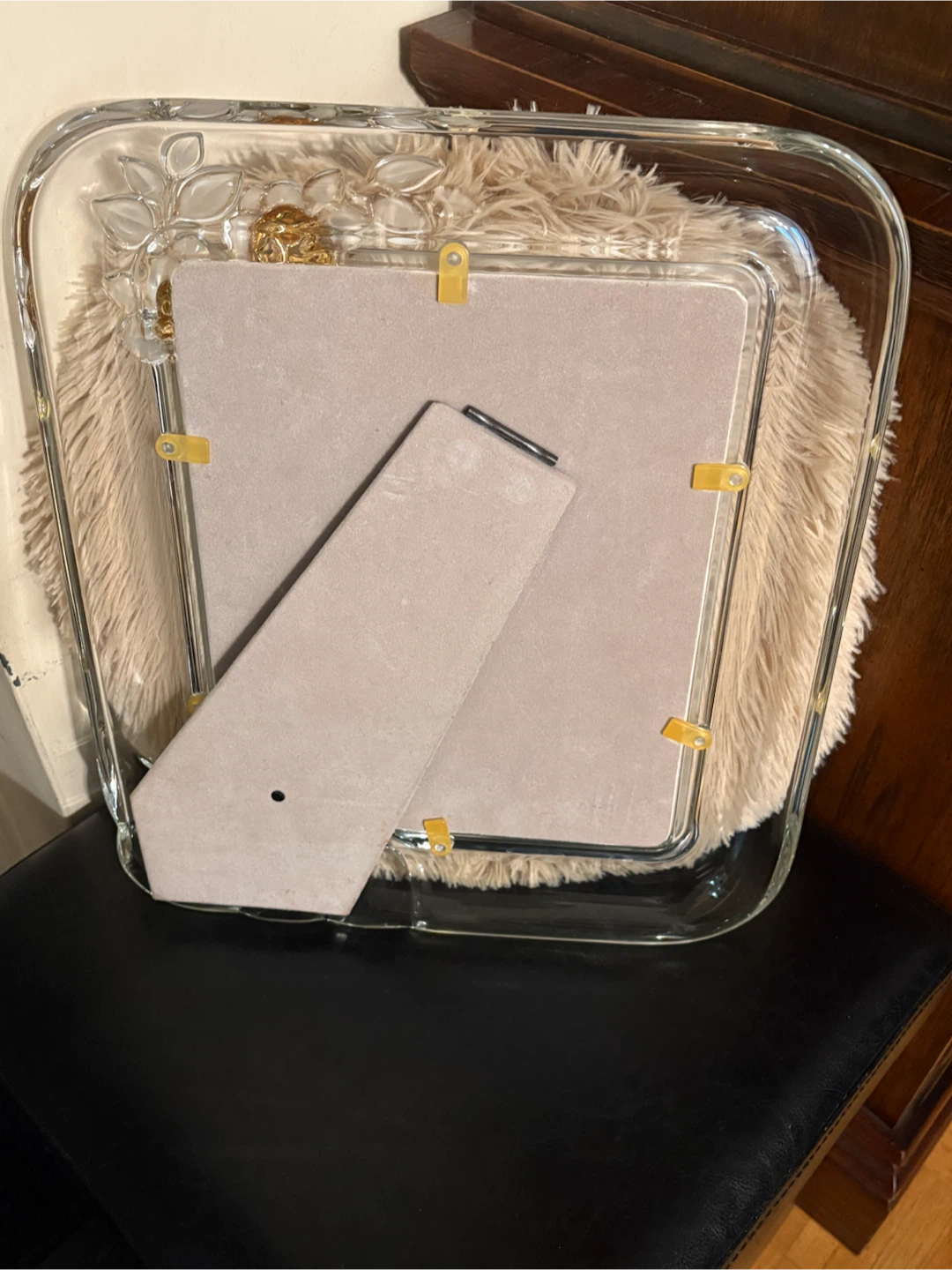 Vintage Glass Picture Frame with Gold Rose Accents - photo 2