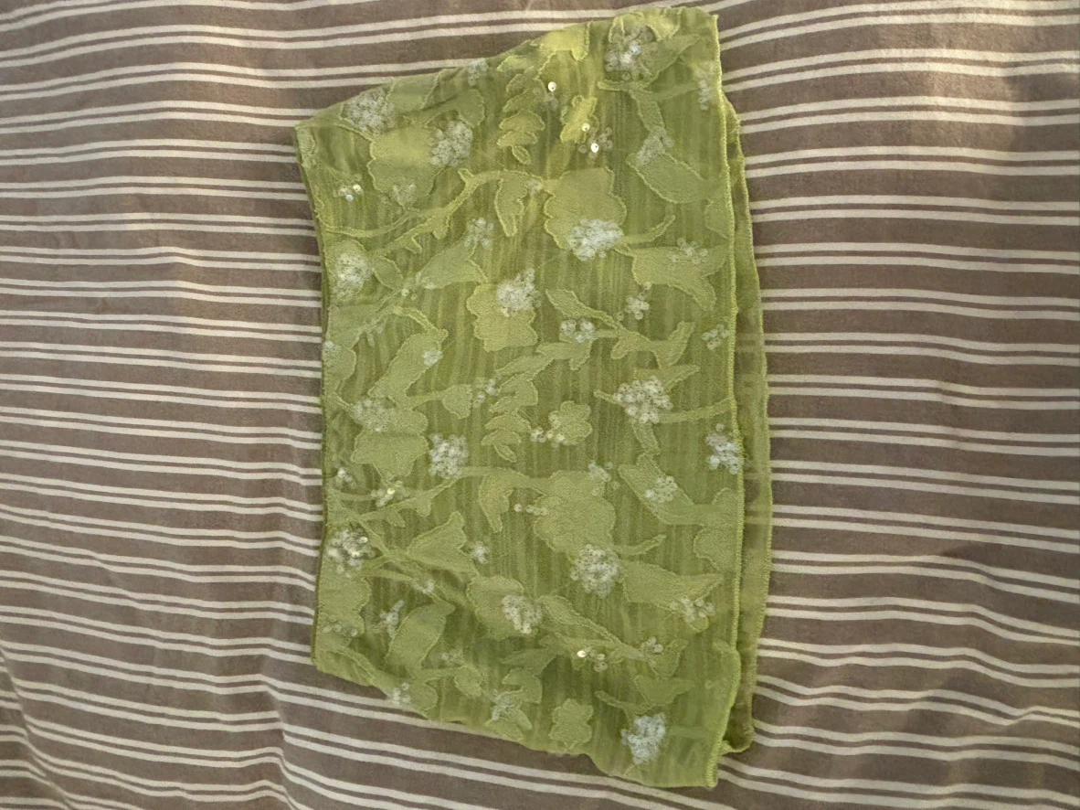 Green floral sequin skort