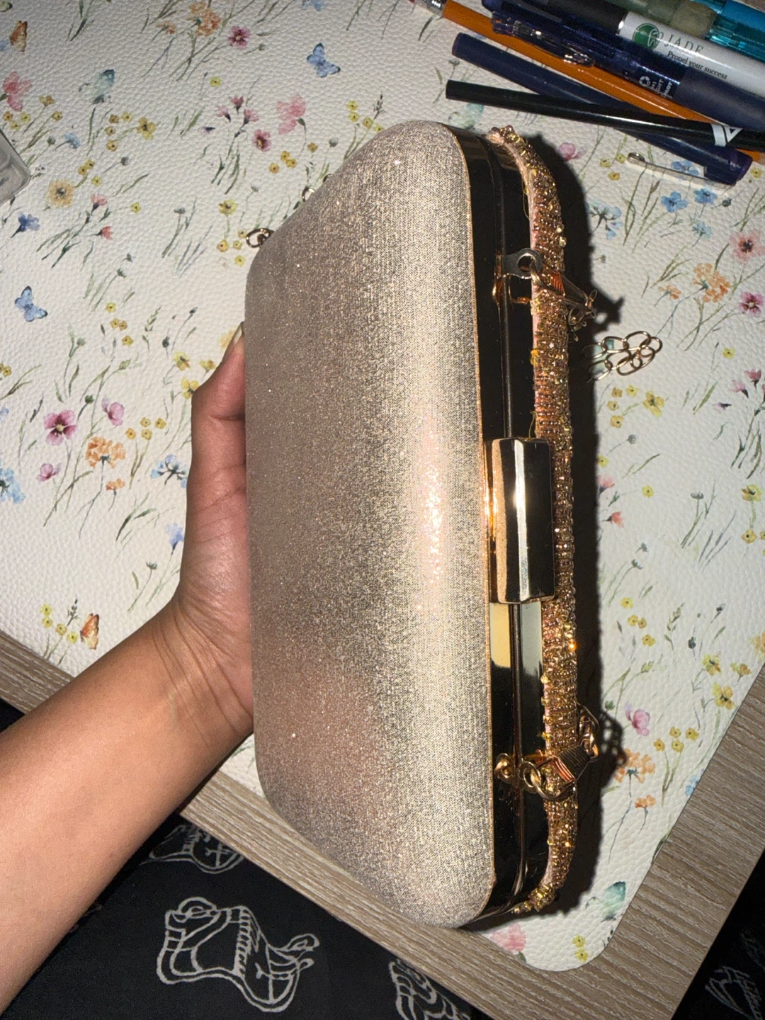 Beaded Rose Gold Clutch Bag - photo 2