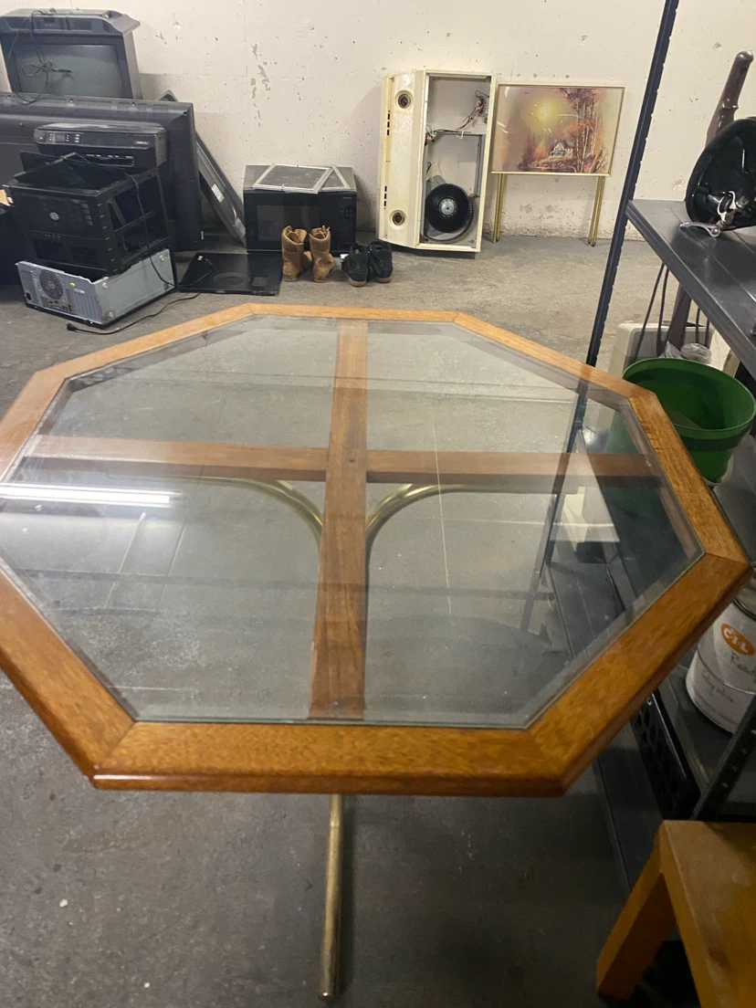 Octagonal Glass Top Side Table