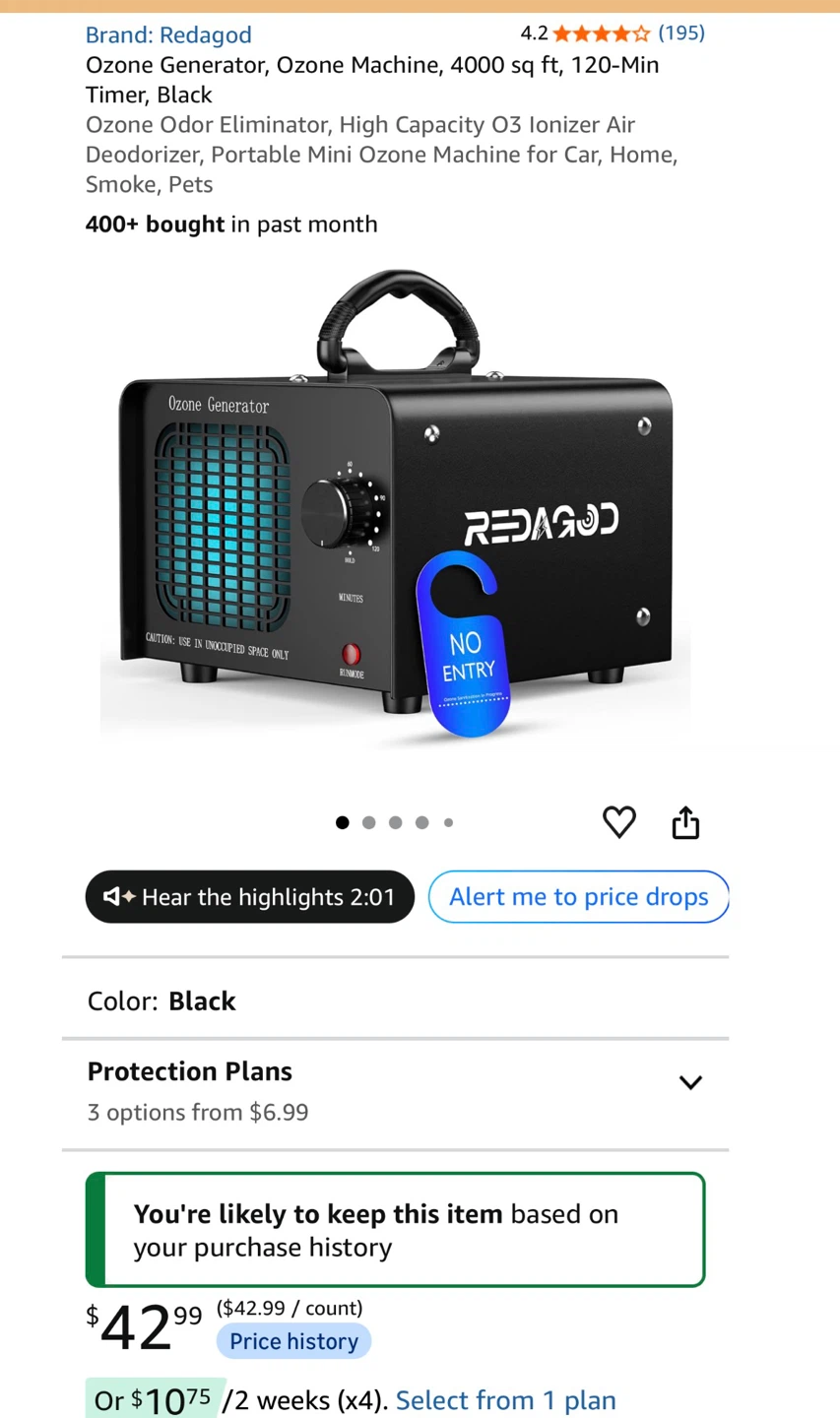 Redagod Ozone Generator Air  Purifier odor elimination - photo 2