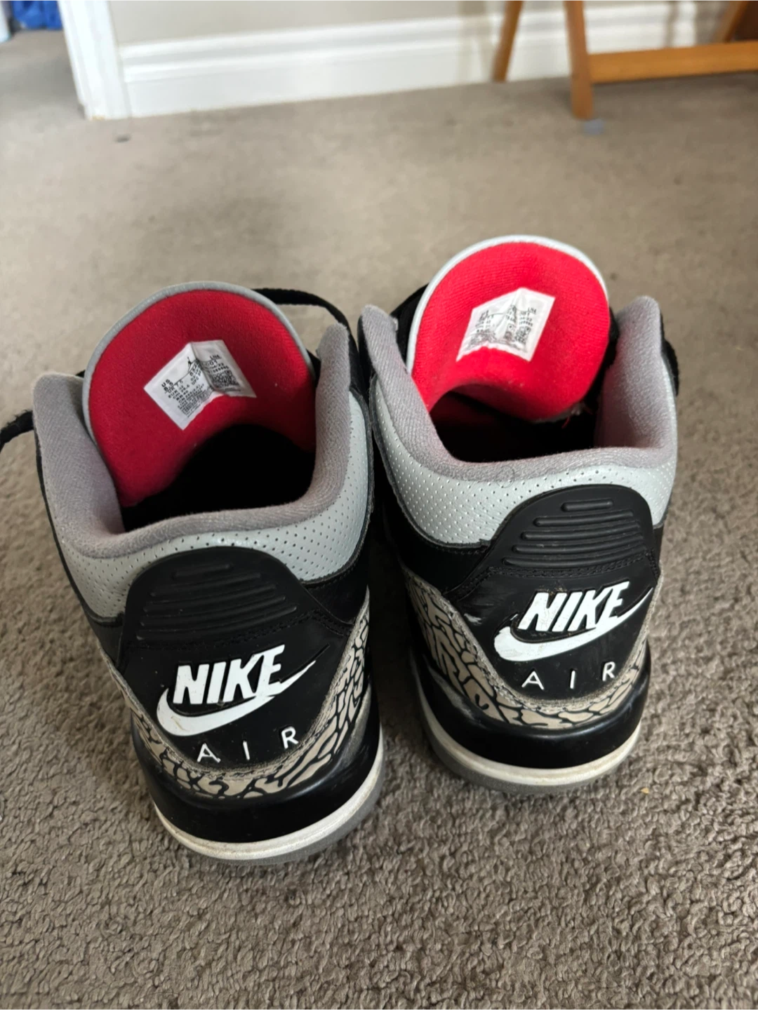 Nike Air Jordan 3 Black Cement Size 8