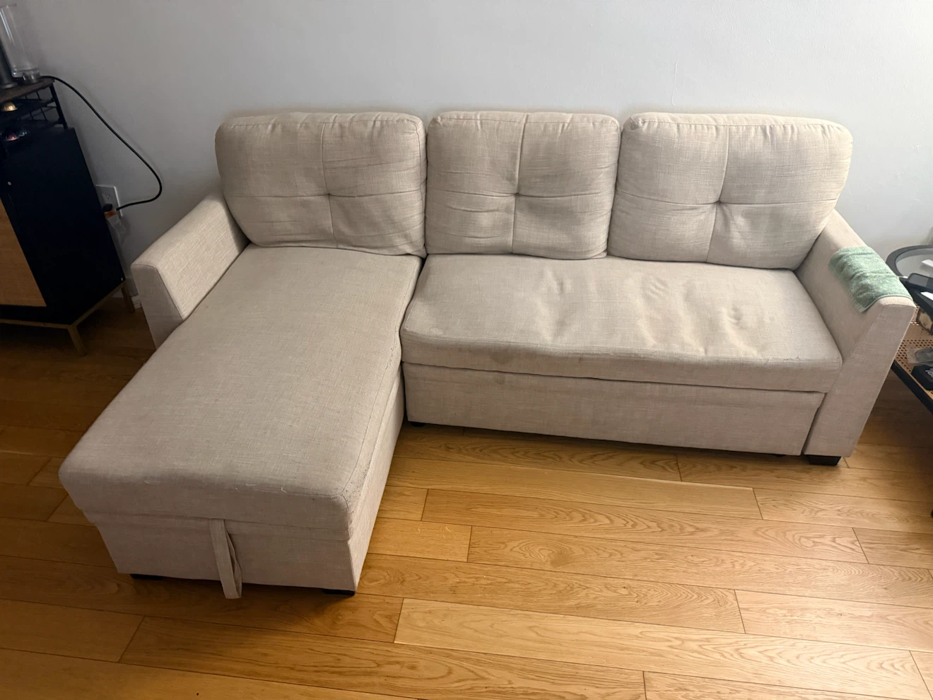 Beige Sectional Sofa Bed 85”