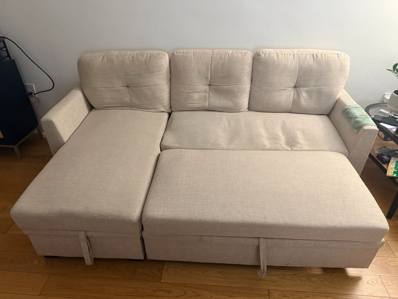 Beige Sectional Sofa Bed 85” - photo 3