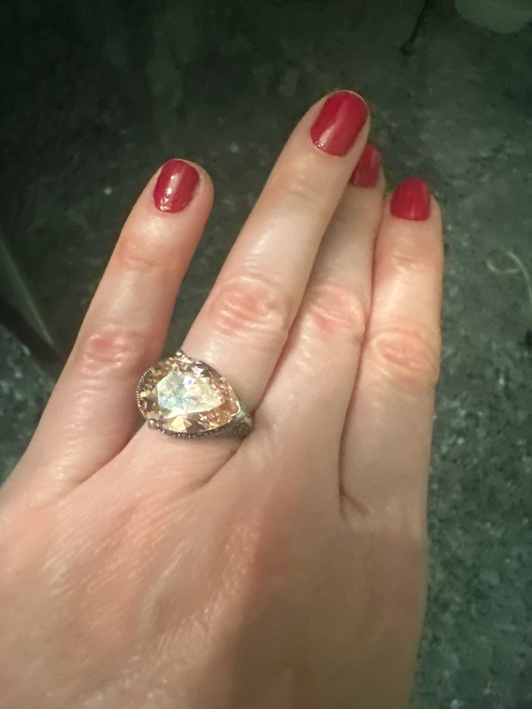 Vintage Style Pink Teardrop Statement Ring - photo 3