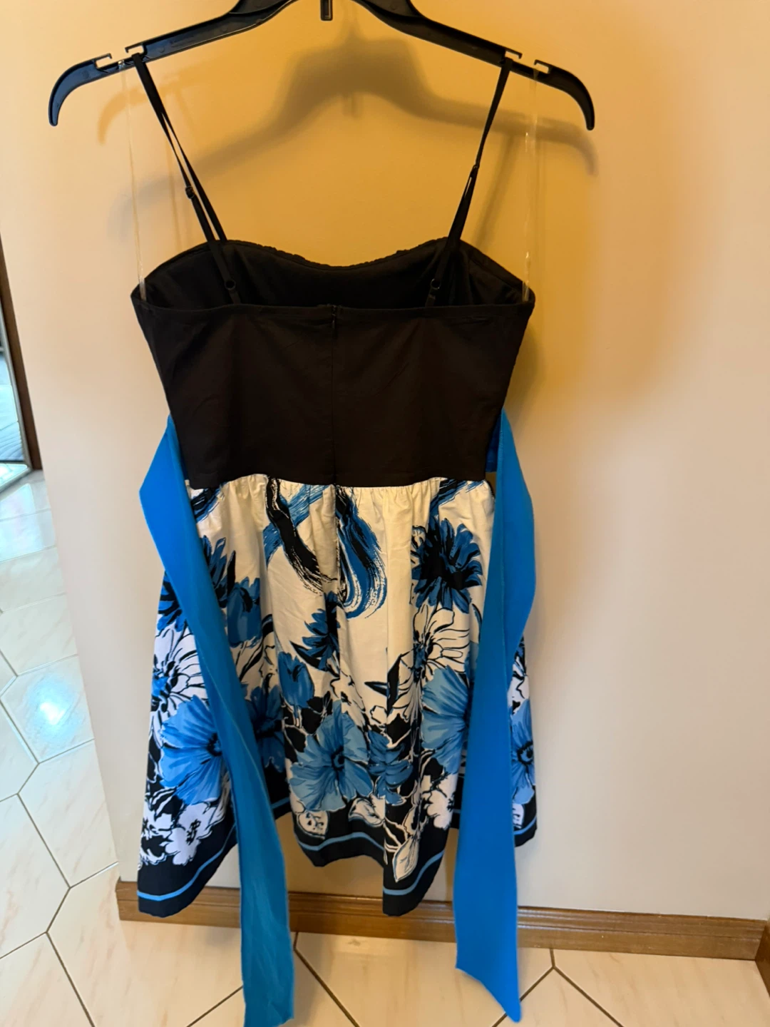 Candy Couture Floral Strapless Dress – Size M, Black/Blue - photo 2
