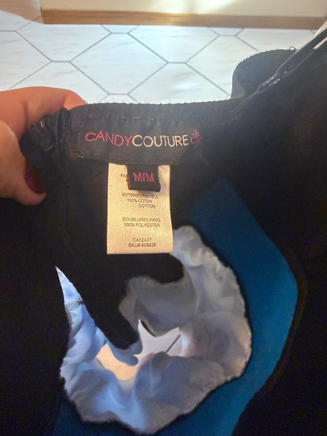 Candy Couture Floral Strapless Dress – Size M, Black/Blue - photo 3