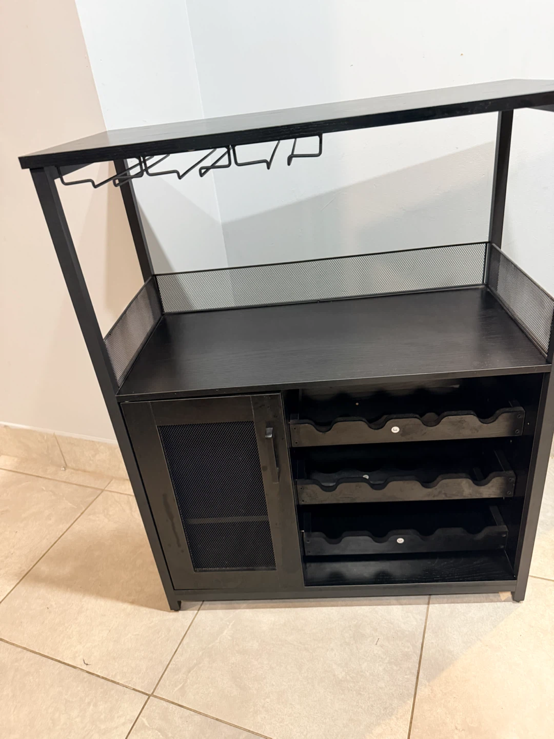 Industrial Black Wine Bar Cabinet - photo 4